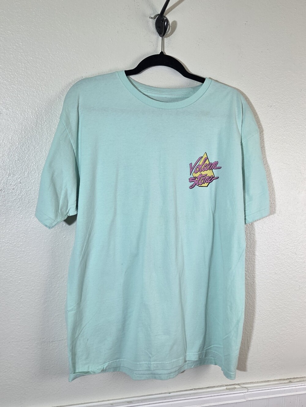 Volcom Stone Mens L Mint Green Graphic T Shirt Surf Skate Beach Tropical